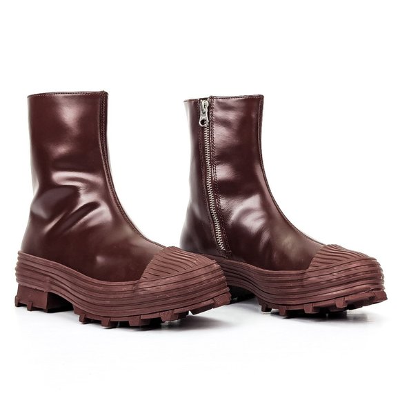 Camperlab Women Traktori Burgundy Leather Zip Ankle Lug Boots sz 7.5US EUR38